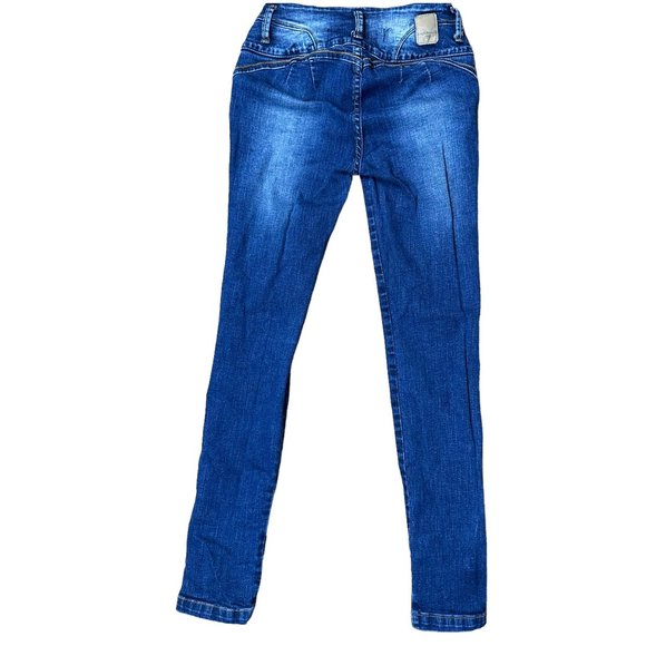 Womens Skinny Ripped Jeans Size 30 Blue Mid Rise Stretch Ankle Buttons - Picture 3 of 16